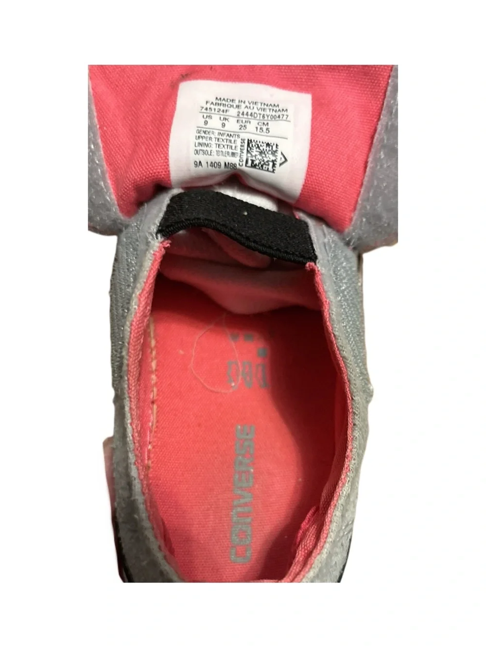 Converse Kids Creatures Bunny Sneakers Gray Pink Whimsical Size 9 Toddler